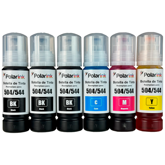 Kit 6 Botellas de Tinta Compatible con 544 de Epson 70ml c/u