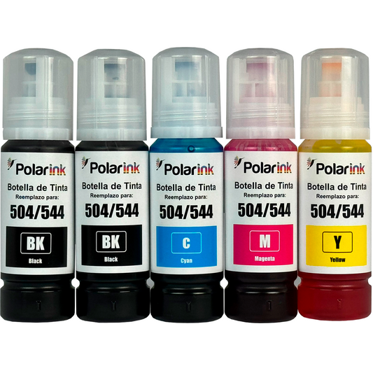 Kit 5 Botellas de Tinta Compatible con 544 de Epson 70ml c/u