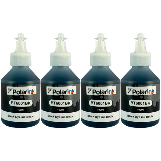 Kit 4 Botellas de Tinta Negra Compatible con Brother Btd60bk
