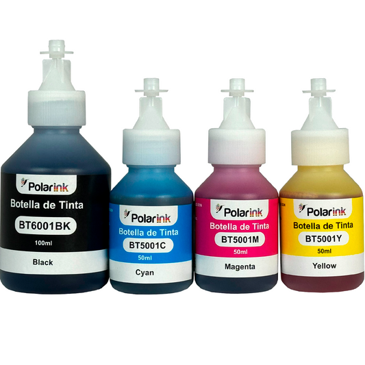 Kit 4 Botellas de Tinta Compatible con Brother Btd60bk Bt5001 C M Y
