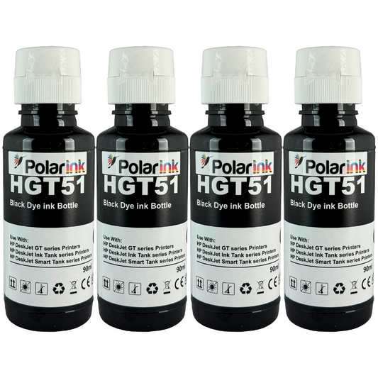 Kit 4 Botellas de Tinta Negra Compatible con Gt53 Gt52