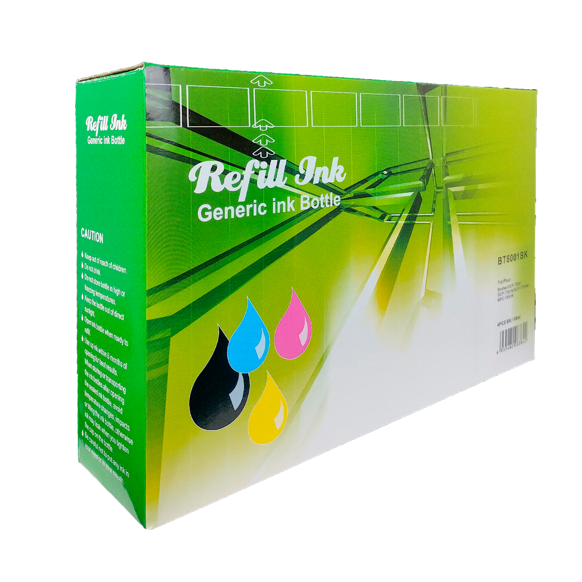 Kit 4 Botellas de Tinta Negra Compatible con Brother Btd60bk