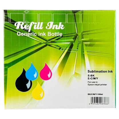 Kit 4 Botellas de Tinta para Sublimar Universal 100ml c/u Sublimación