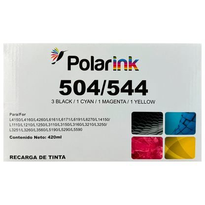 Kit 6 Botellas de Tinta Compatible con 544 de Epson 70ml c/u