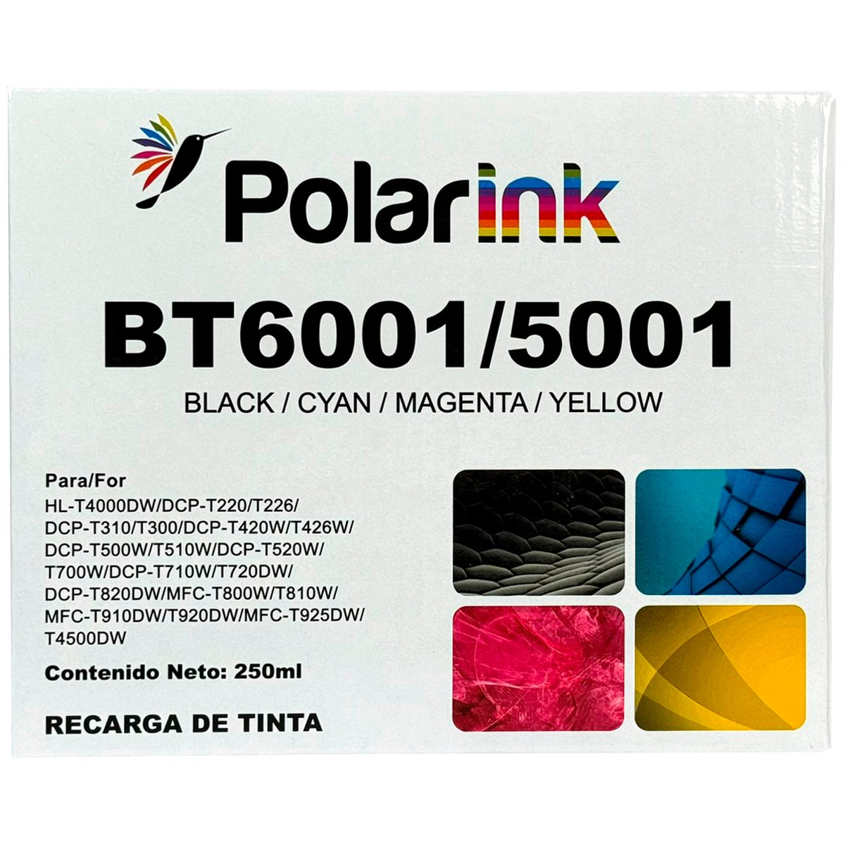 Kit 4 Botellas de Tinta Compatible con Brother Btd60bk Bt5001 C M Y