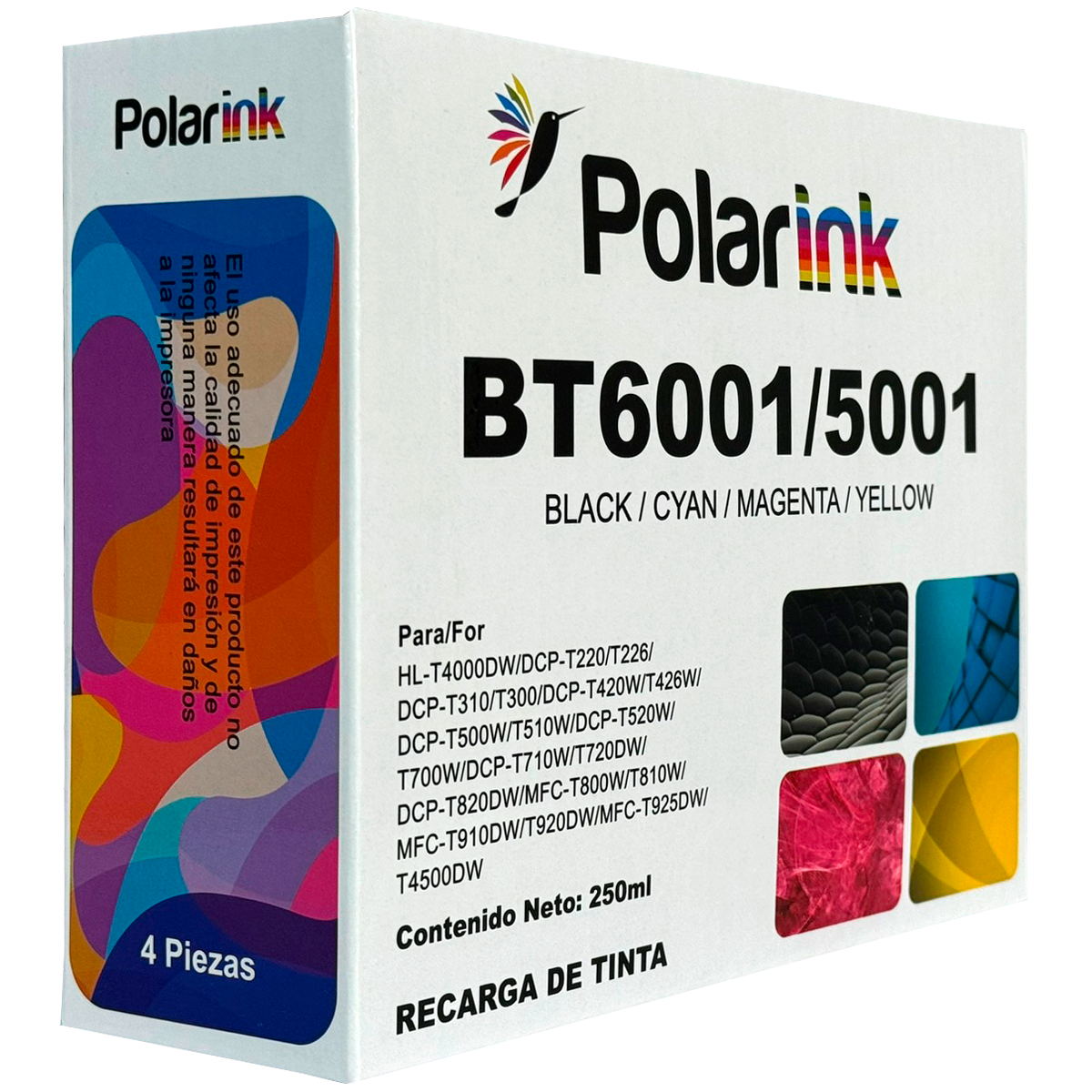 Kit 4 Botellas de Tinta Compatible con Brother Btd60bk Bt5001 C M Y