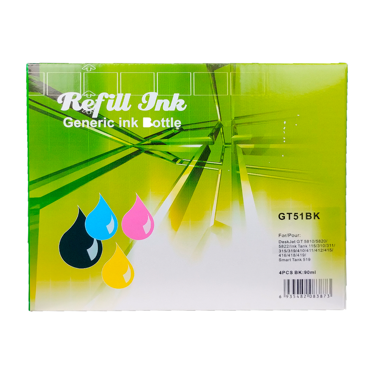 Kit 4 Botellas de Tinta Negra Compatible con Gt53 Gt52