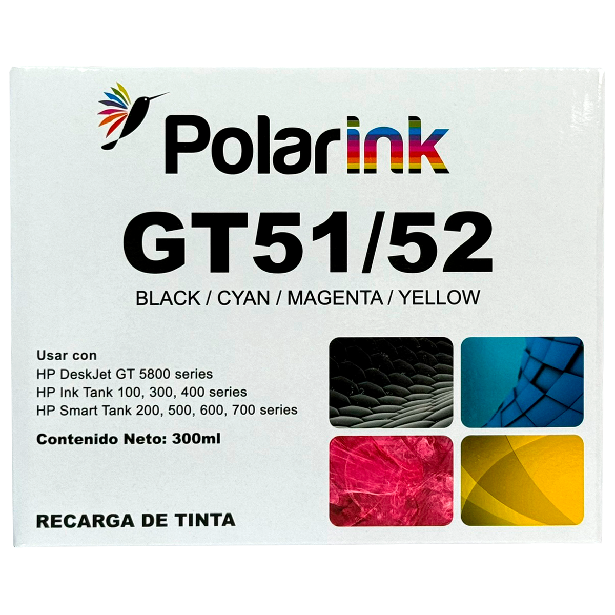 Kit 4 Botellas de Tinta Compatible con Gt53 Gt52