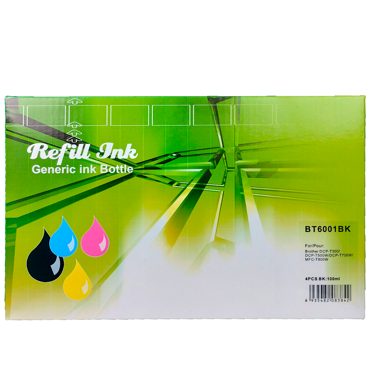 Kit 4 Botellas de Tinta Negra Compatible con Brother Btd60bk